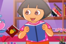 Dora ordena la biblioteca